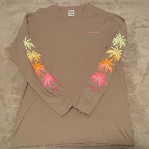 PINK Victoria's Secret Long Sleeve Shirt with Palm Graphics